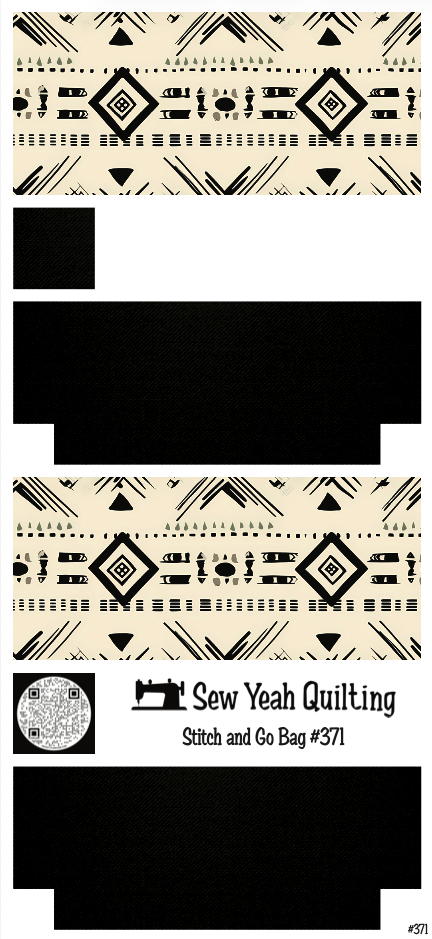 Stitch & Go Bag #371 - Tribal Diamond Pattern on Black