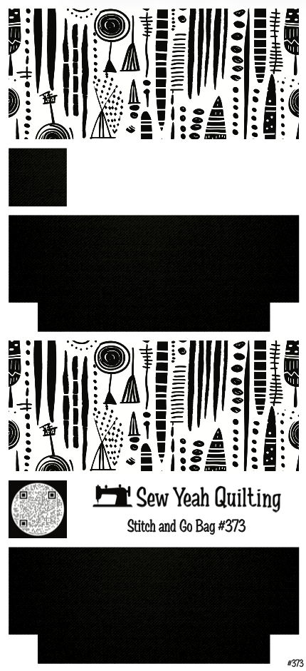 Stitch & Go Bag #373 - Tribal Abstract Sticks on Black