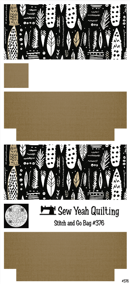 Stitch & Go Bag #376 - Tribal Feathers on Light Brown