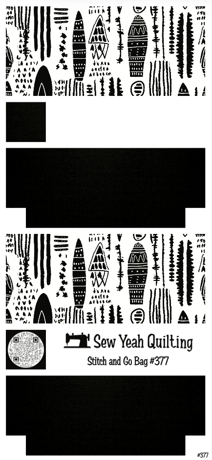 Stitch & Go Bag #377 - Tribal Abstract Shapes & Markings on Black