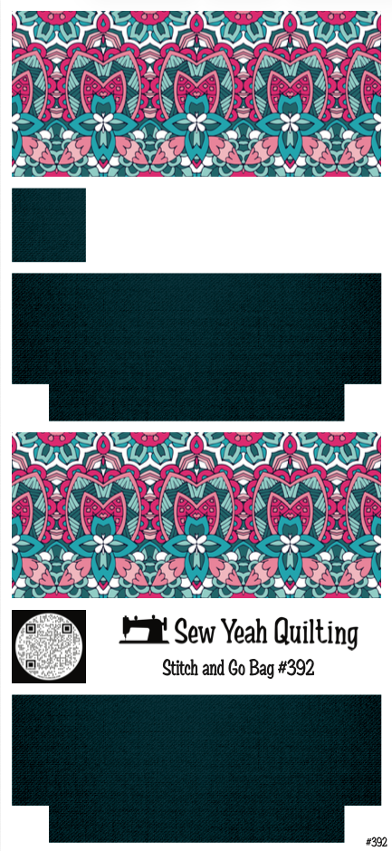 Stitch & Go Bag #392 - Kaleidoscope Hot Pink & Teal on Dark Teal