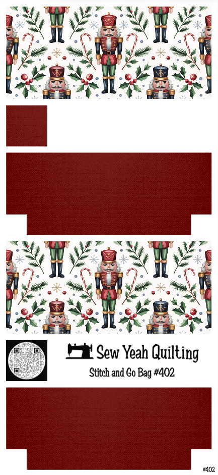 Stitch & Go Bag #402 - Christmas Nutcrackers & Candy Canes on Red