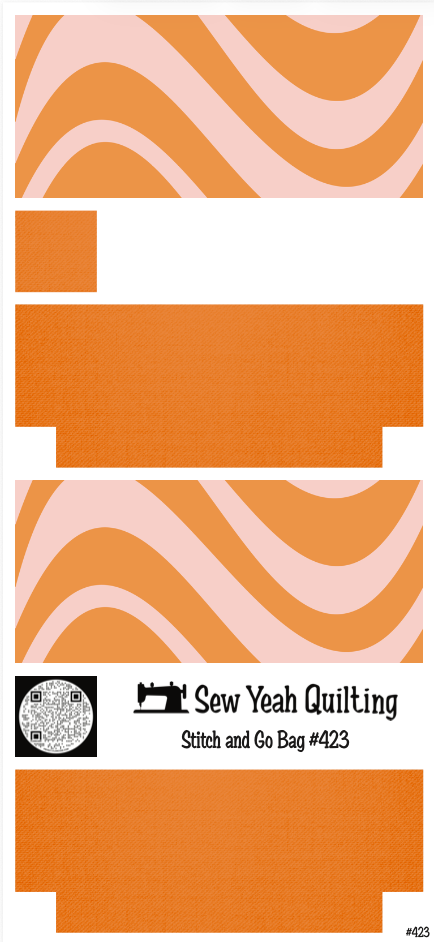 Stitch & Go Bag #423 - Retro Swirl Pink & Orange on Orange