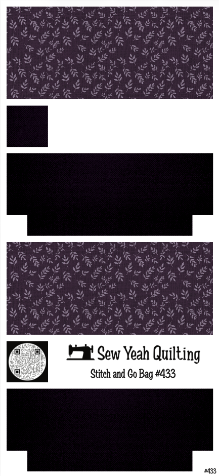 Stitch & Go Bag #433 - Scattered Leaves Purple on Dark Violet