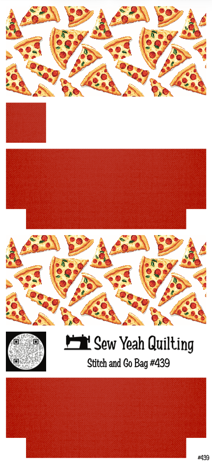 Stitch & Go Bag #439 - Food Pizza on Red