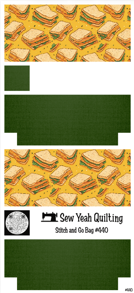 Stitch & Go Bag #440 - Food Sanwiches on Green