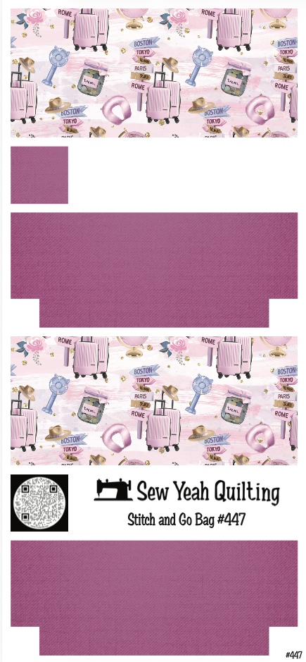 Stitch & Go Bag #447 - Travel Pink on Purple