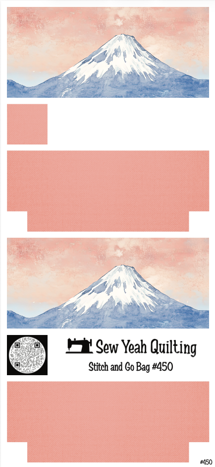 Stitch & Go Bag #450 - Fuji Mountain & Pink Sky on Peach