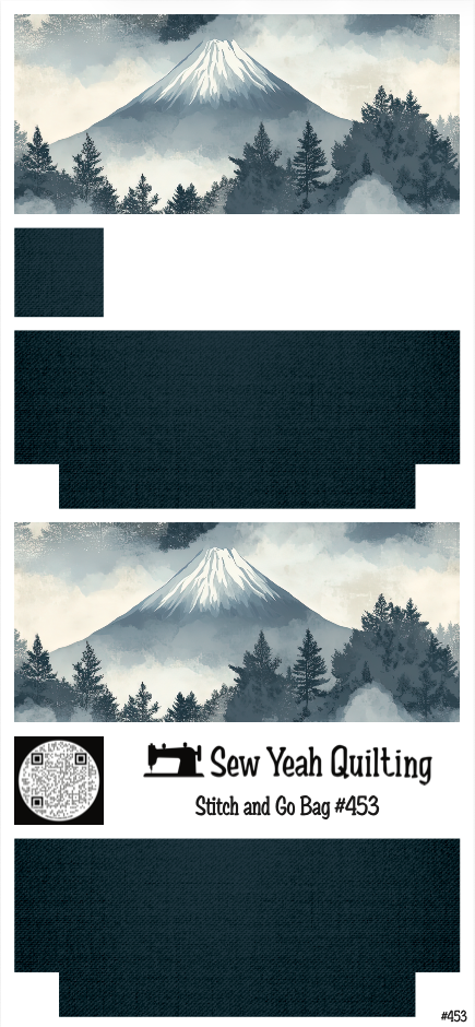 Stitch & Go Bag #453 - Fuji Mountain Forest on Dark Blue