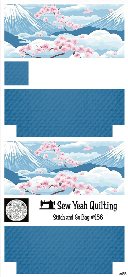 Stitch & Go Bag #456 - Fuji Cherry Blossom on Blue