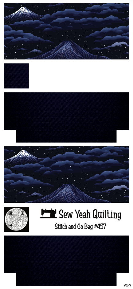 Stitch & Go Bag #457 - Fuji Mountain Night on Navy Blue