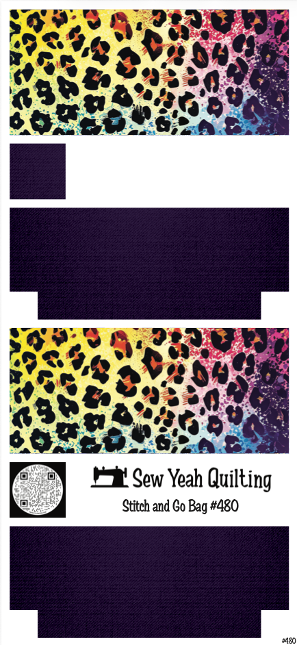 Stitch & Go Bag #480 - Animal Print Leopard Paint Splatter on Dark Violet