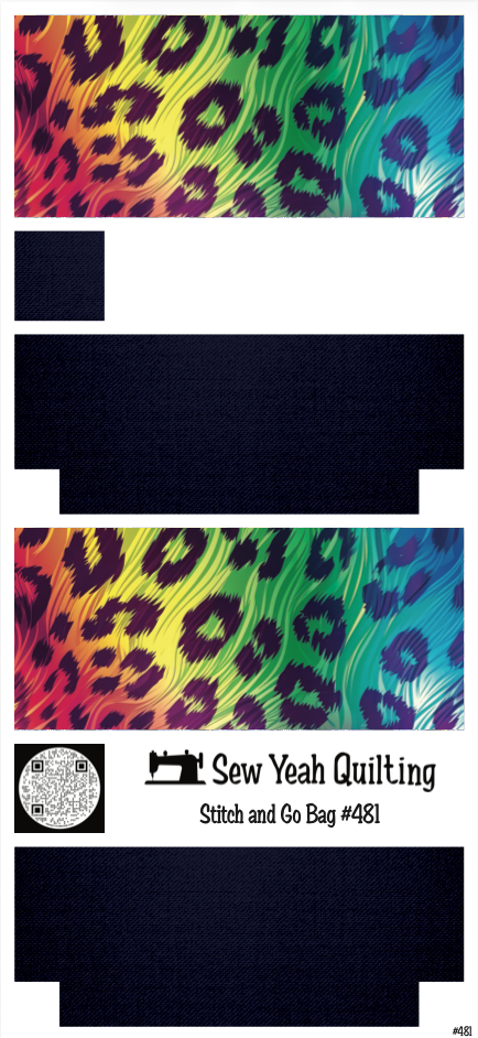 Stitch & Go Bag #481 - Animal Print Leopard Rainbow Mashup on Navy Blue