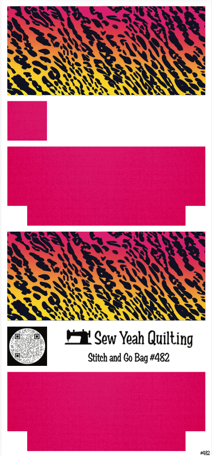 Stitch & Go Bag #482 - Animal Print Leopard Sunset Spots on Hot Pink