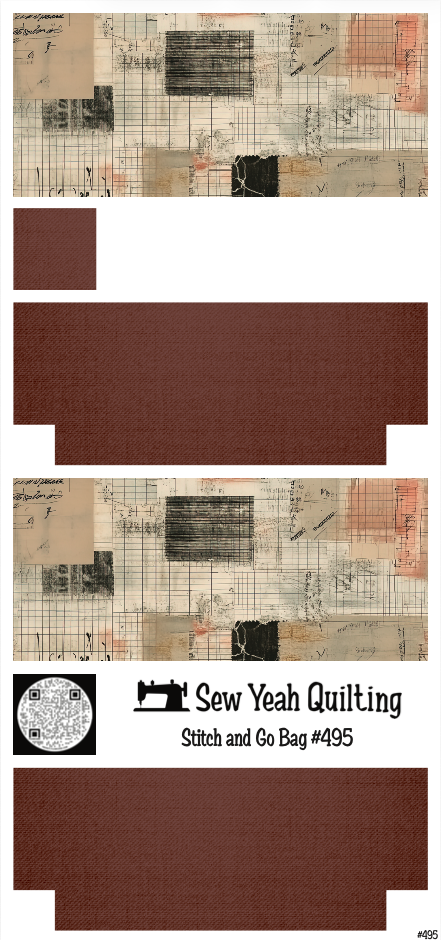 Stitch & Go Bag #495 - Paper Grid Scribble Collage on Terracotta