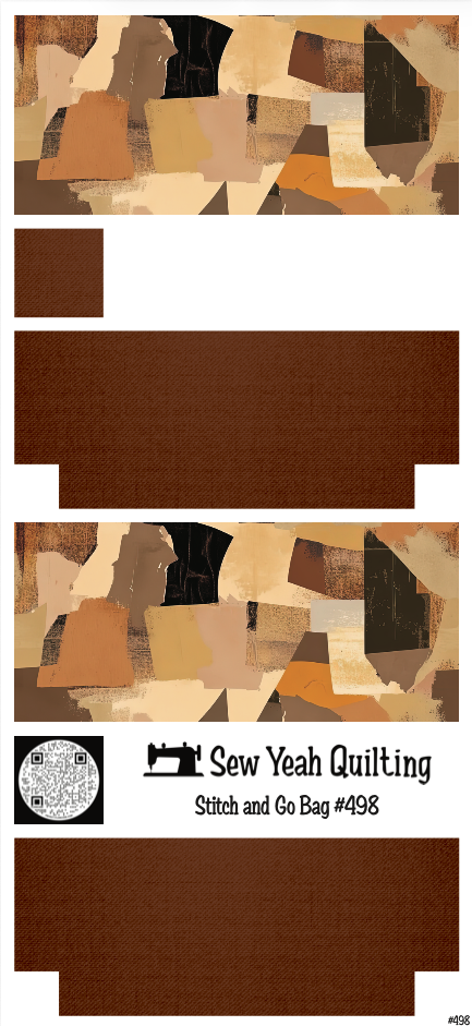 Stitch & Go Bag #498 - Paper Abstract Earth Tones on Brown