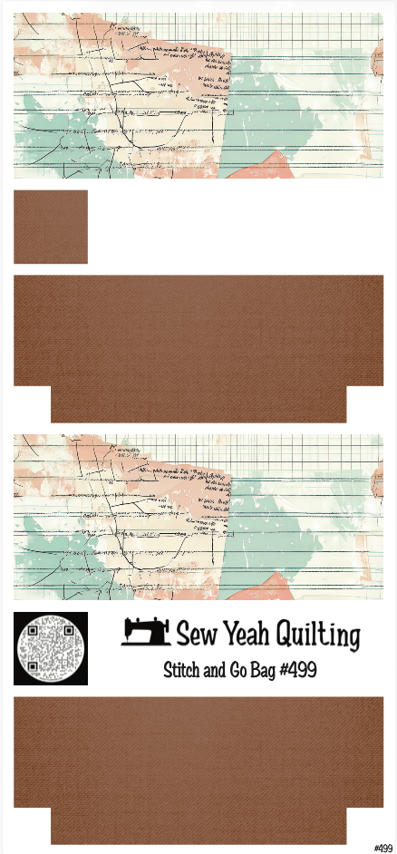 Stitch & Go Bag #499 - Paper Lined Script Abstract on Light Brown