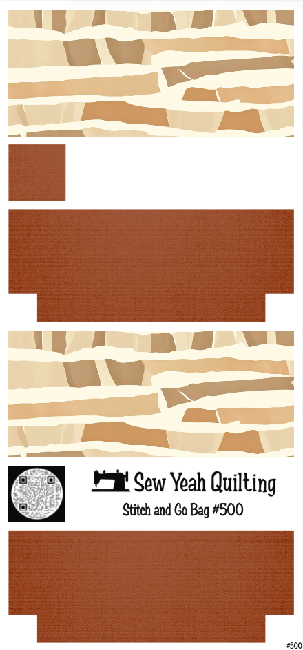 Stitch & Go Bag #500 - Paper Abstract Striped Shapes on Terracotta