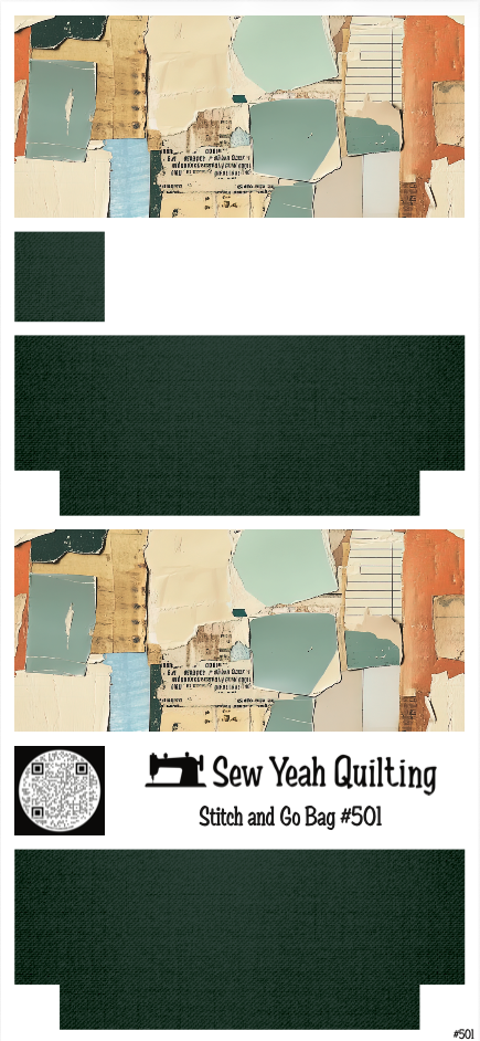 Stitch & Go Bag #501 - Paper Abstract Swatches on Green