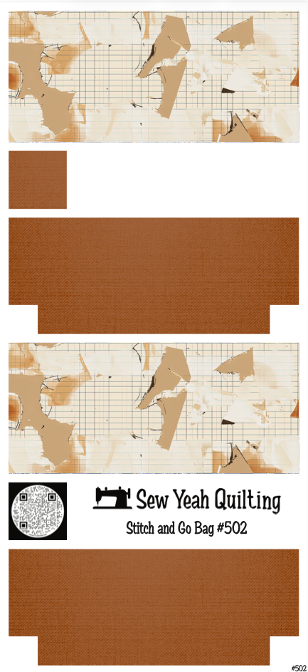 Stitch & Go Bag #502 - Paper Abstract Grid Shapes on Brown