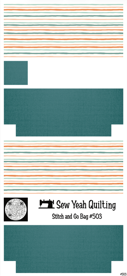 Stitch & Go Bag #503 - Hand Painted Stripes on Teal