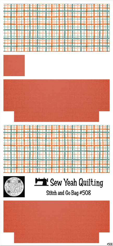 Stitch & Go Bag #508 - Hand Drawn Plaid Coral Red