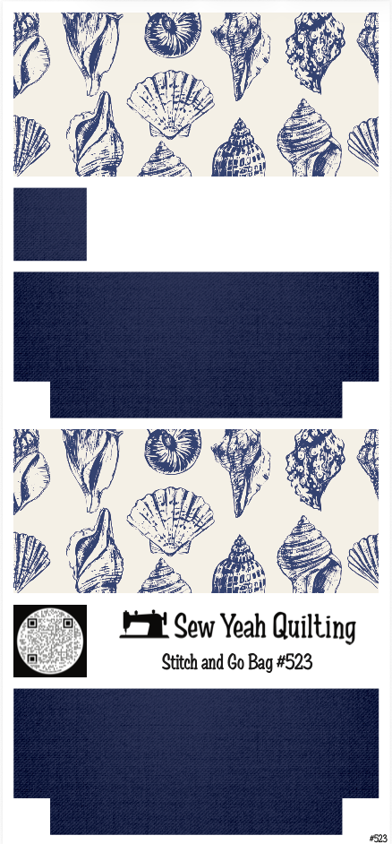 Stitch & Go Bag #523 - Seashell Blue on Navy Blue