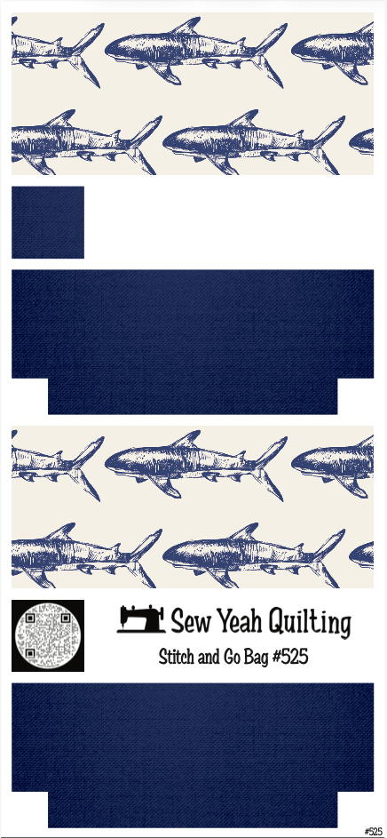Stitch & Go Bag #525 - Sharks Blue on Blue