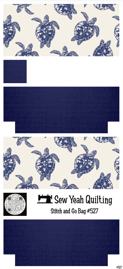 Stitch & Go Bag #527 - Turtle Blue on Blue