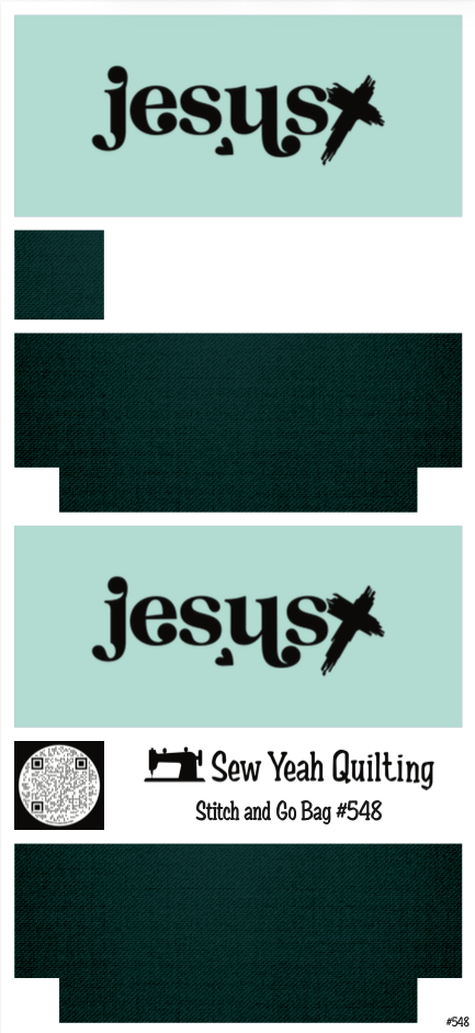 Stitch & Go Bag #548 - Jesus Word on Blue Green
