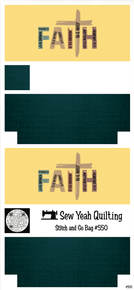 Stitch & Go Bag #550 - Faith Cross Bible Verses on Dark Teal