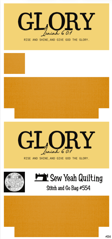 Stitch & Go Bag #554 - Glory Text & Isaiah on Yellow