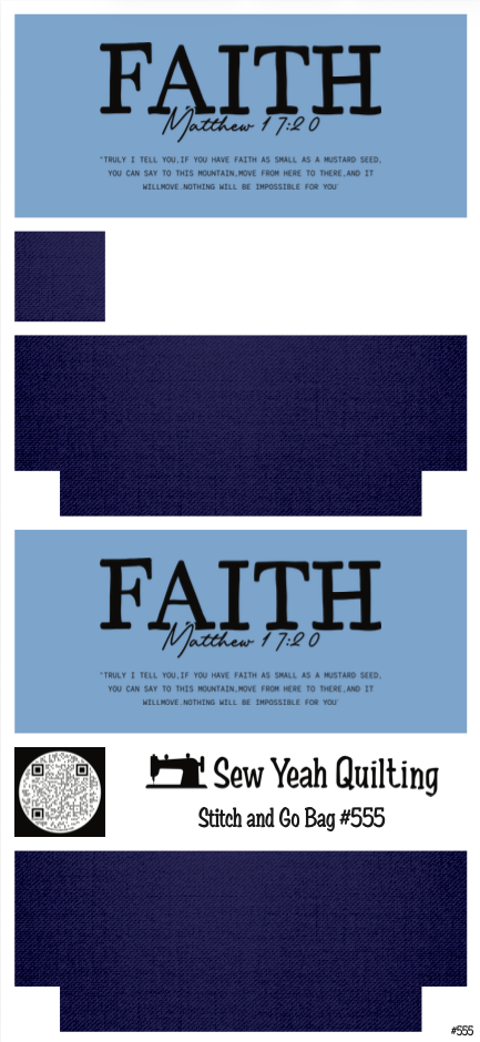 Stitch & Go Bag #555 - Faith Text & Matthew on Blue