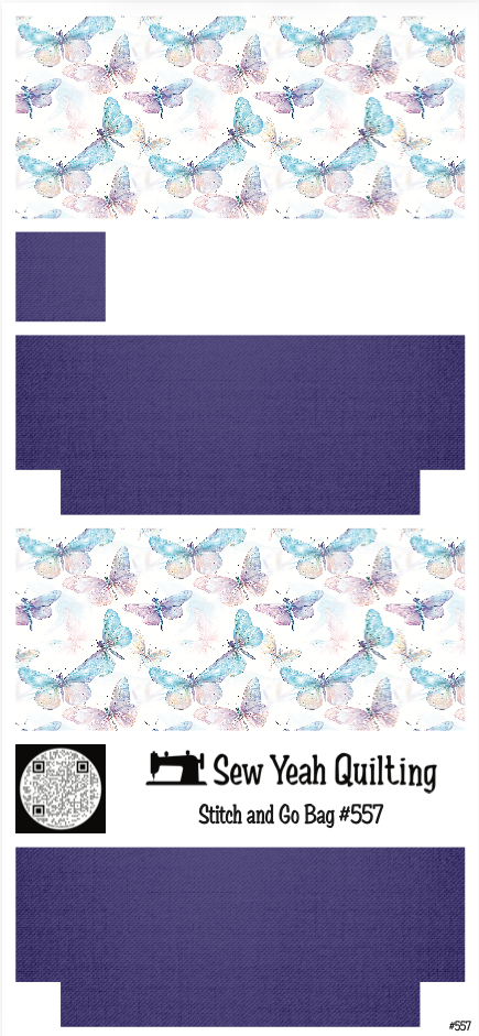 Stitch & Go Bag #557 - Butterflies & Dragonflies on Purple