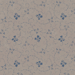 Patchwork Blue Leaf Tan Fabric