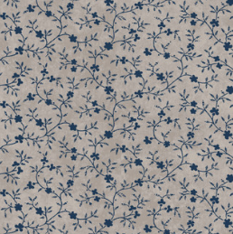 Patchwork Blue Vines Tan Fabric