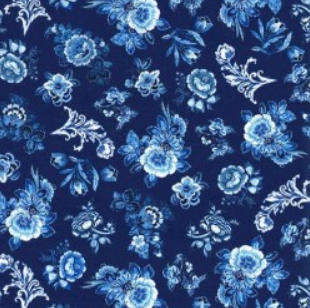 Spring in Delft Delft Floral Royal Blue Fabric