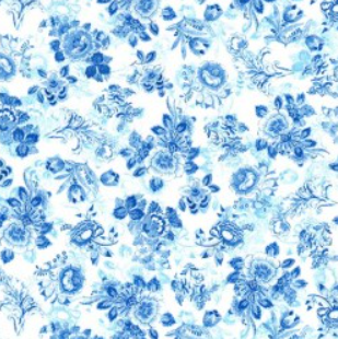 Spring in Delft Delft Floral Blue Fabric