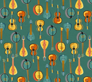 Feeling Jazzy String Ensemble Turquoise Fabric
