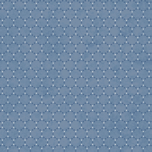 Patchwork Blue Geometrics Blue Fabric