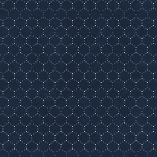 Patchwork Blue Geometrics Navy Fabric