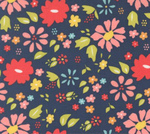 Delightfully Yours Wildflower Florals Navy Fabric