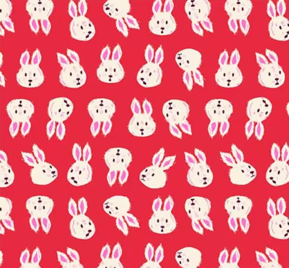 Hello Alice Rushing Rabbit Ruby Fabric