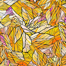 Sunlit Bears Stained Glass Gold Fabric