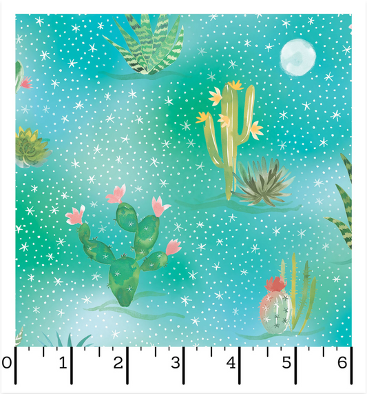 Desert Dreams - Cactus Landscape - Blue/Multi - Yardage