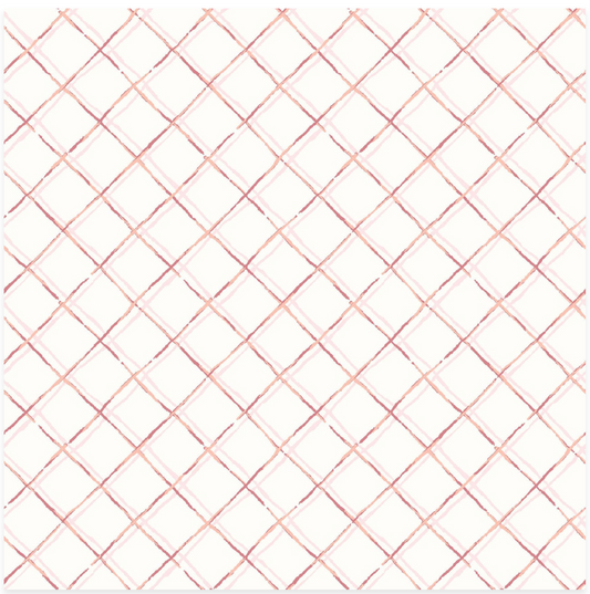 Terrace Blooms - Plaid - Pink/White - Yardage
