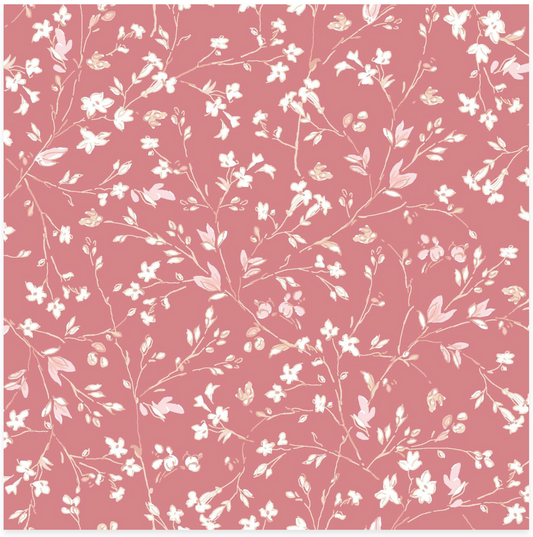 Terrace Blooms - Vines - Pink - Yardage