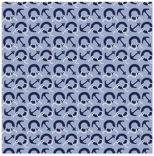 Regatta Days - Anchors & Buoys - Blue - Yardage