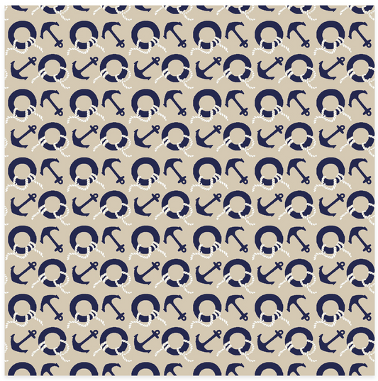 Regatta Days - Anchors & Buoys - Tan - Yardage