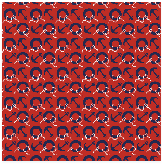Regatta Days - Anchors & Buoys - Red - Yardage